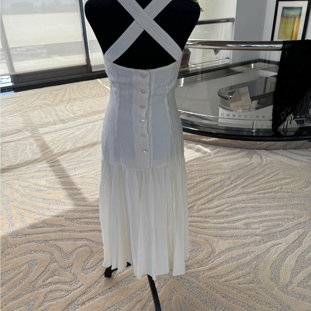 Vintage Hanae Mori Textured Silk Cream Dress - Picture 2 of 5